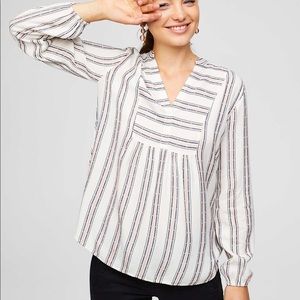 LOFT striped V Neck Blouse